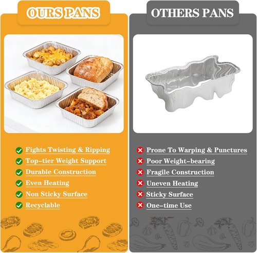 Heavy Duty 8x8 Aluminum Pans with Lids by [Brand Name] - 20 Pack Extra Deep Disposable Baking Trays