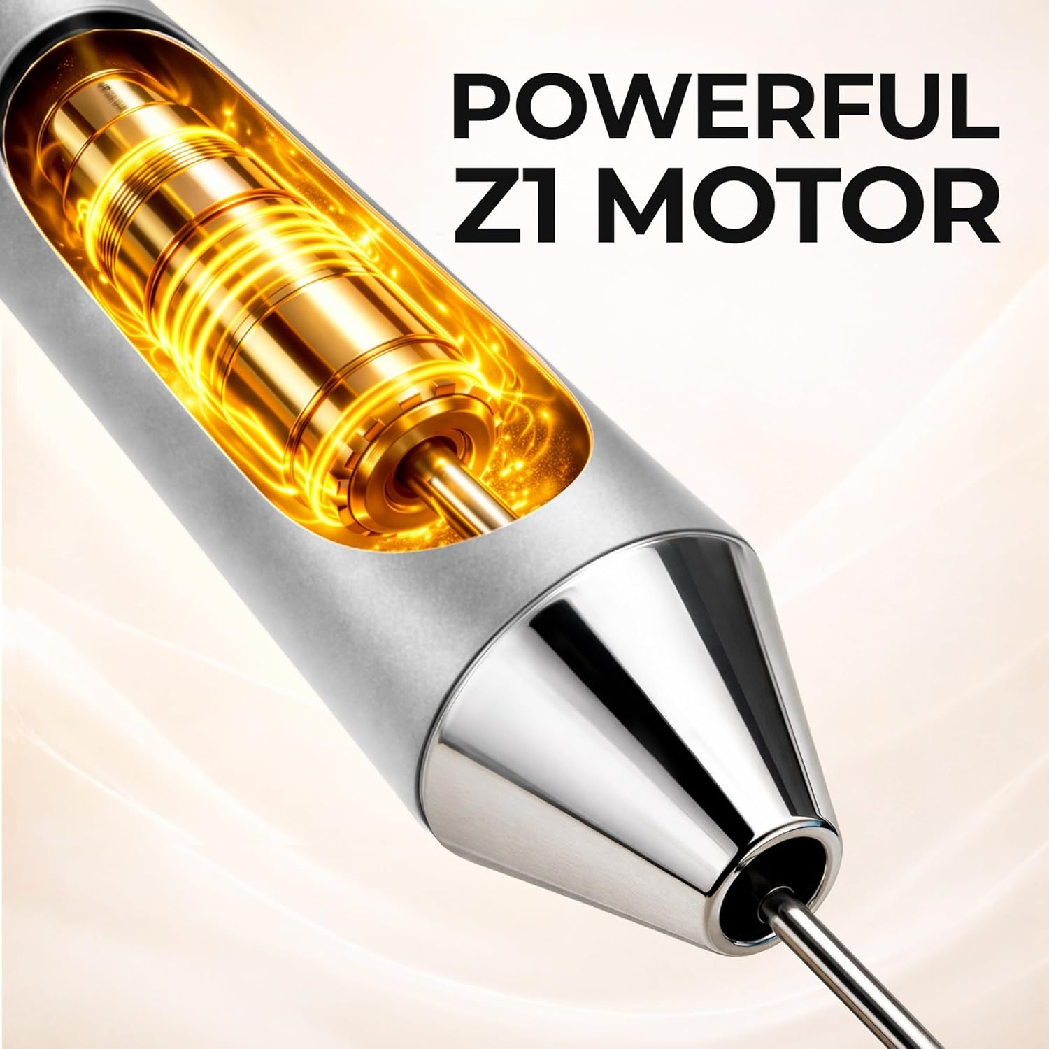 Zulay Kitchen Rechargeable Milk Frother - Handheld Electric Drink Mixer with 3 Whisk Attachments | USB-C Charging, Lasts Up to 6 Months