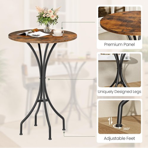 CHOEZON Bar Table, Round High Top Table, Home Counter Height Table, for Kitchen, Pub, Bistro, Living Room, Meeting Room, Rustic Brown and Black TBT06BF