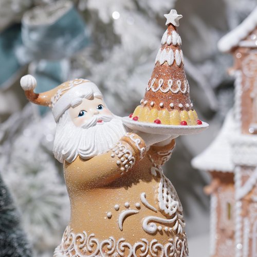 Braxio Gingerbread Christmas Decor Resin Gingerbread Santa Christmas Decorations Indoor Home Living Room Decor 6.5 * 4.5 * 11.25 Inch