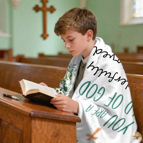 INXENG Baptism Gifts for Boys Catholic - Baptism Blanket for Boys Girl, Christening Gifts for Girls, Christian Gifts for Kids, Girls Baptismal Gift Catholic, Christening Blanket for Kids, 50"x40"