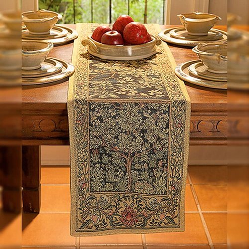 GaelSong Celtic Table Runner 90 inches Long Cotton/Polyester Blend Irish Table Decor Garden of Delight