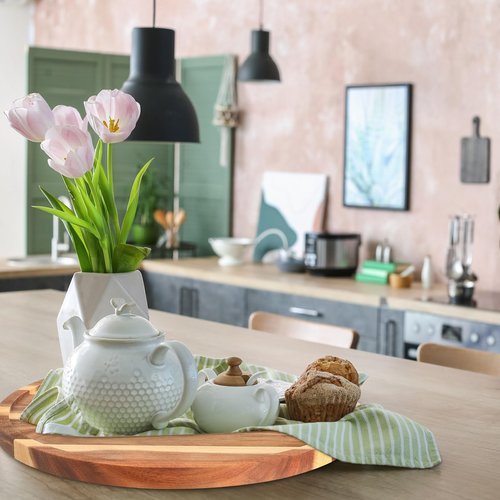 Reallnaive 6 Pcs 11" Acacia Wood Lazy Susan Organizer Set, 2 Tier and 1 Tier Turntable Tray for Cabinet Kitchen Countertop Pantry Table Organization Coffee Bar