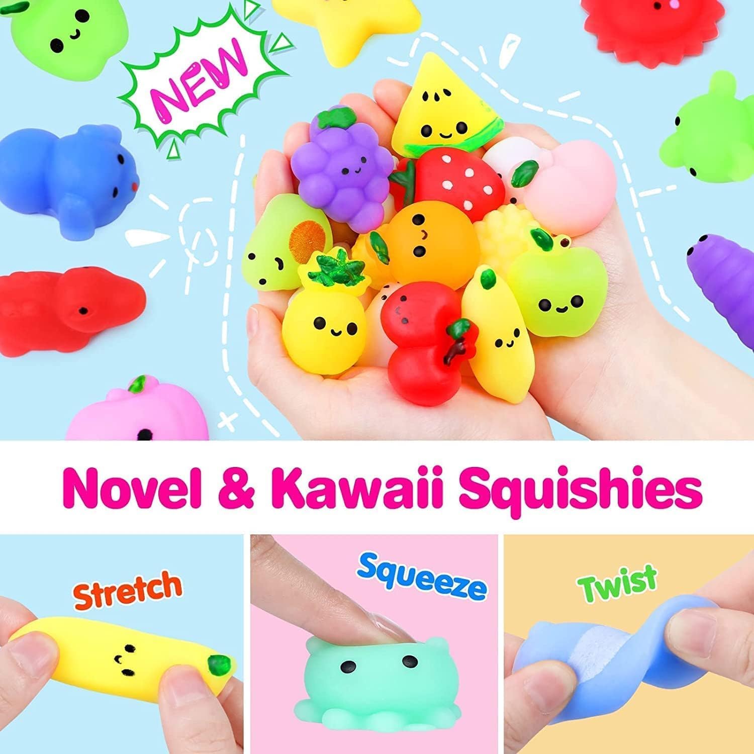 Skiennix 120 Pcs Squishy Fidget Toys - Fun Party Favors for Kids | Ideal for Goodie Bags & Prizes