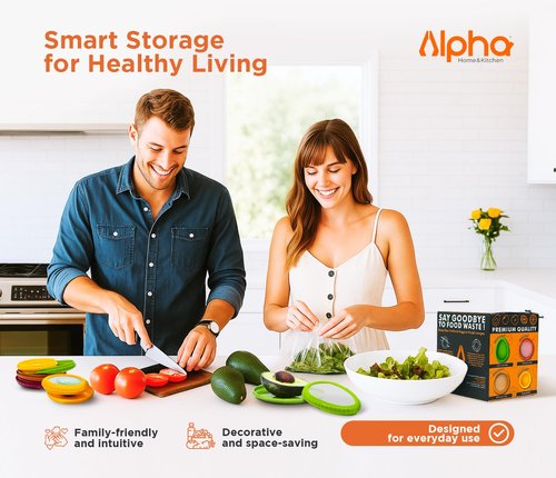 Avocado Saver & Onion Storage – Set of 4 BPA-Free Food Containers with Silicone Lids – Reusable Fruit and Veggie Savers, Fresh Pods for Food – Perfect for Tomato Holder, Garlic, Lemon & More