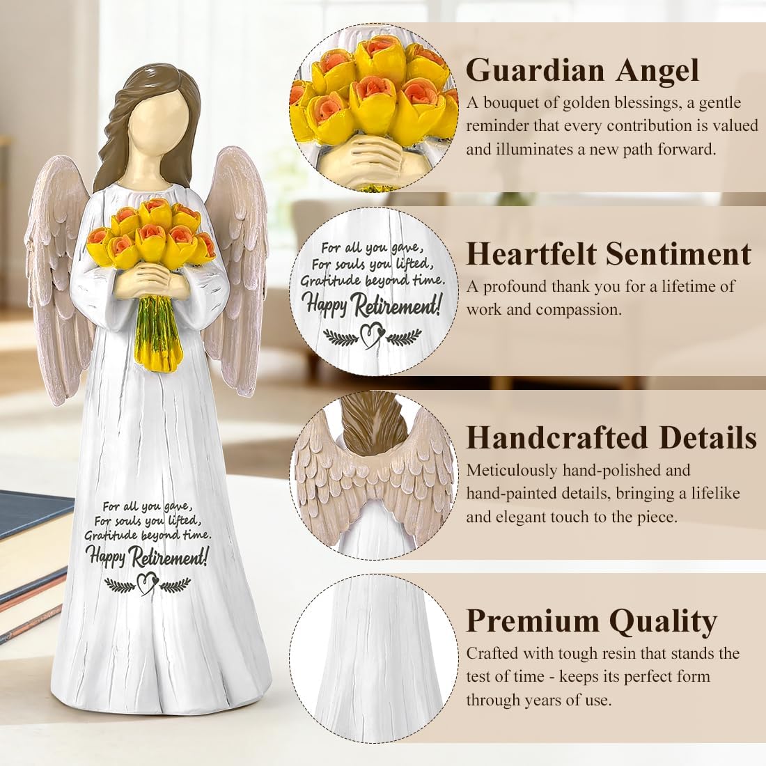 Sentimental Retirement Gifts for Women | Hand-Painted Angel Figurine - Perfect for Teachers, Nurses & Friends - 7”