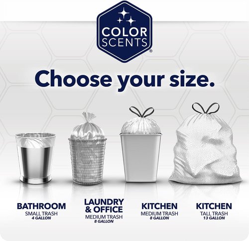 Color Scents 4 Gallon Garbage Bags - Small Scented Trash Bags for Bathroom & Bedroom | 720 Count | Made in USA