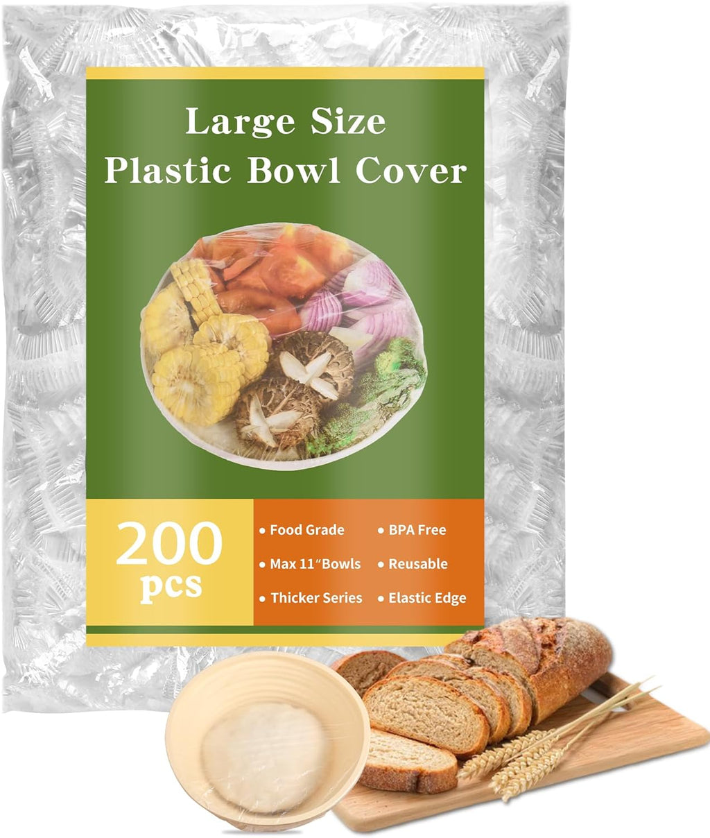 Skiennix 200 Bowl Covers - Large Elastic Shower Caps for Sourdough Bread Proofing | BPA-Free Food Storage
