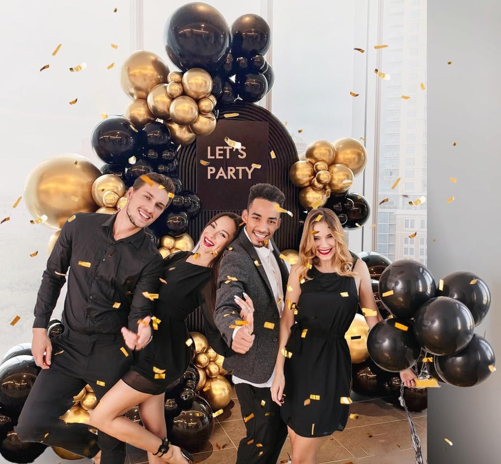 BAUANOOY Metallic Gold Balloons - 100pcs 12-Inch Chrome Balloons with Gold Ribbon for Parties