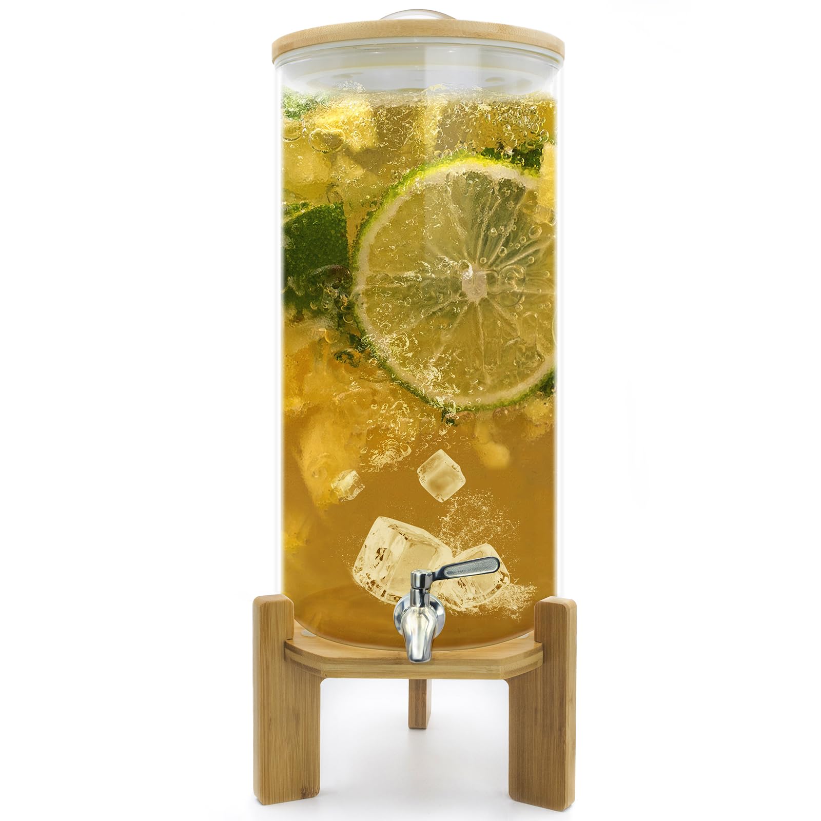 Drink Dispenser,3 Gallon Drink Dispensers for Parties,Glass Beverage Dispenser with Spigot - Jumbo Glass Drink Dispenser,Bars,Restaurants,Party,Suitable for cold/hot water