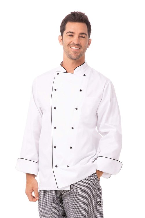 Chef Works Men's Newport Executive Chef Coat, White, Medium
