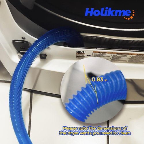 Holikme Dryer Vent Cleaner Kit - 2 Pieces with Lint Vacuum Attachment & Flexible Brush | Dark Blue