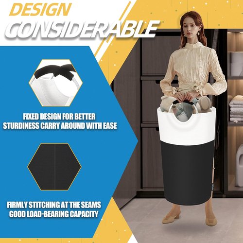 Collapsible 90L Laundry Basket by [Brand Name] - Waterproof Hamper with Padded Handles | Foldable Design for Easy Storage (Black)