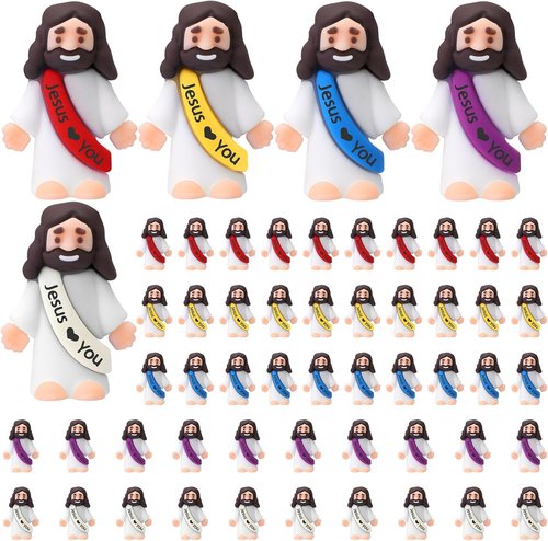 Bememo Mini Jesus Figures - 50 Pcs Christ Toys for Hide and Seek | Perfect Sunday School Gifts