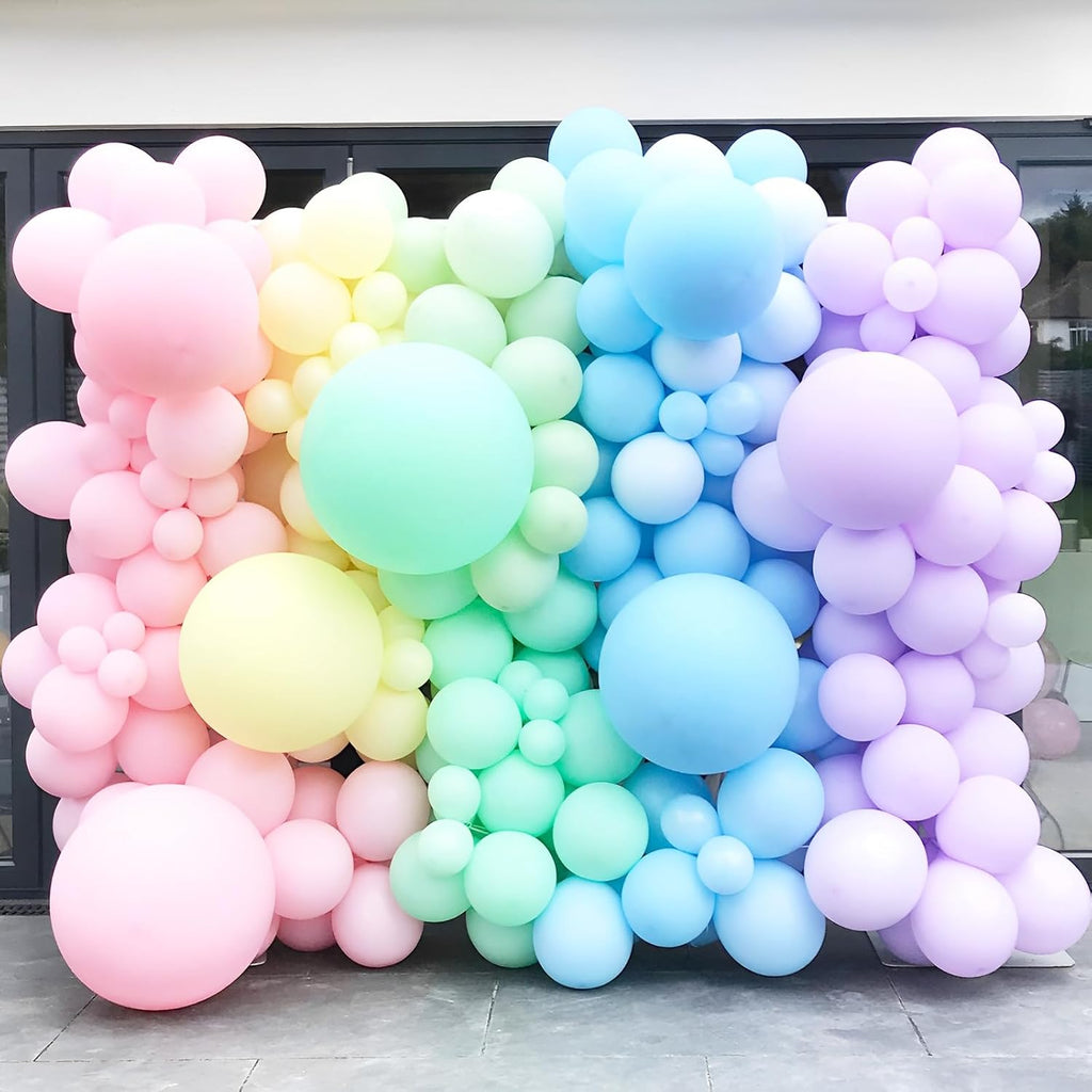 Voircoloria 130pcs Pastel Latex Balloon Garland Kit - Macaron Colors for Birthday, Baby Shower & More