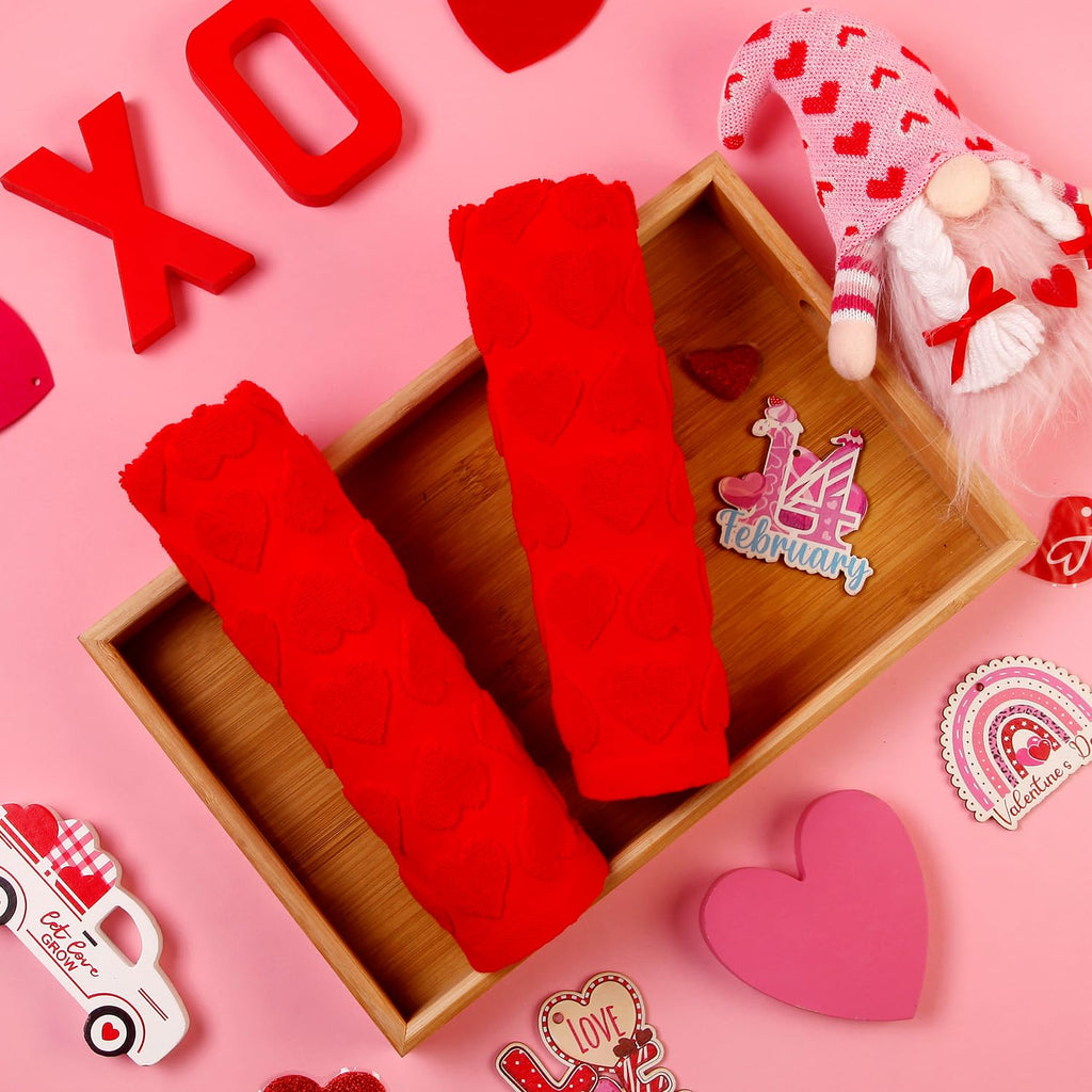 GreenPine 2 Pack Valentine's Day Hand Towels Red Heart Love Cute Bathroom Decorative Towels Set for Drying, Cleaning, Cooking, Holiday 13.7'' x 29.5''