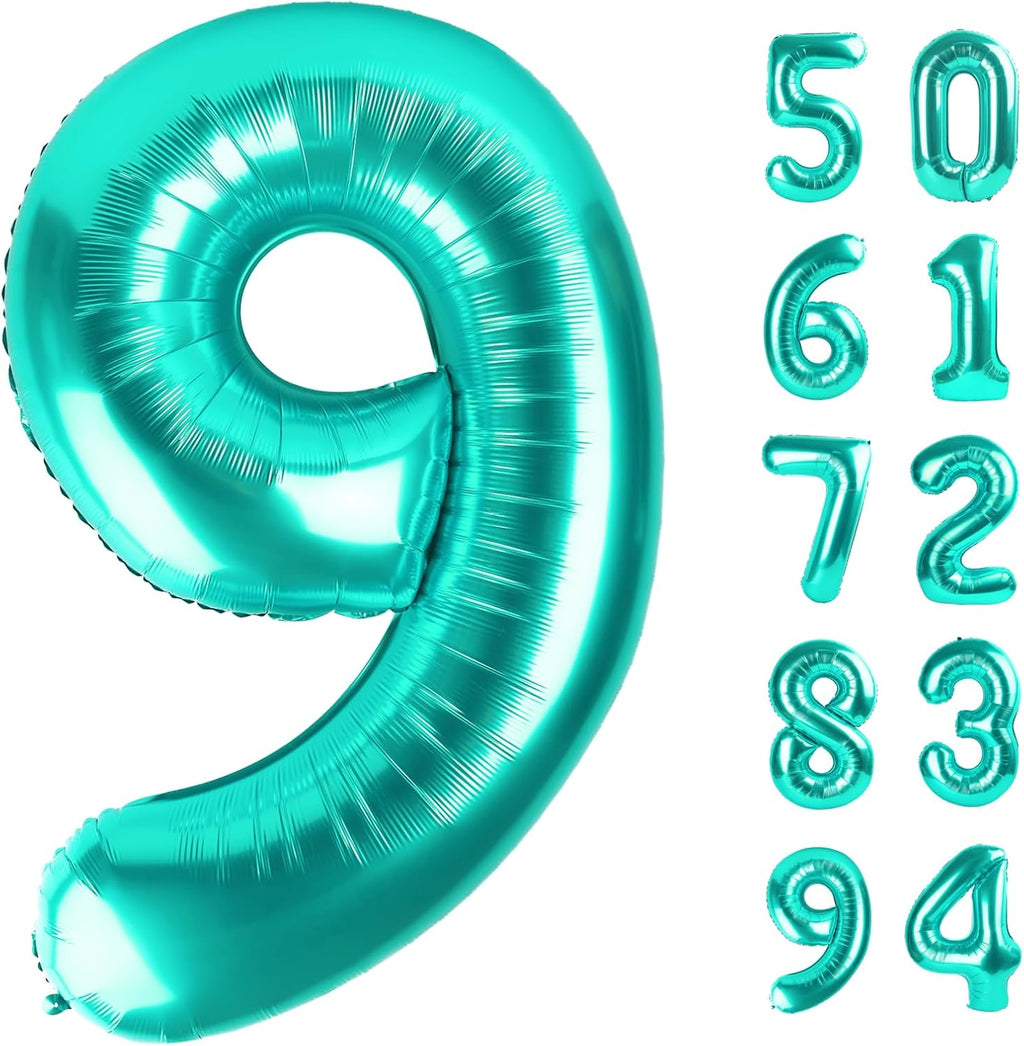 Teal Blue Number 9 Balloon - 40 Inch Giant Birthday Decoration for Girls' 9th, 19th, and 29th Parties