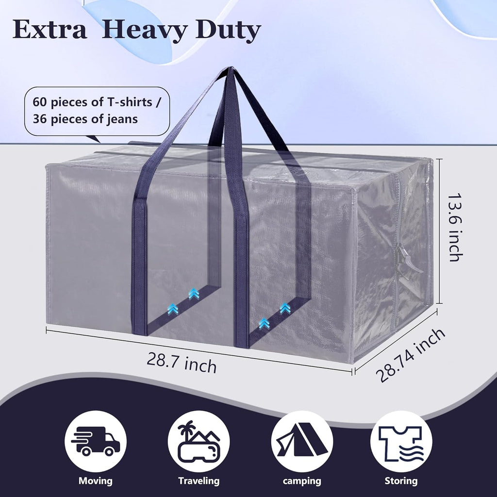 Skiennix 12 Pack Moving Bags - Extra Large 93L Heavy Duty Waterproof Storage Totes | Dark Blue for Home Organization & Moving