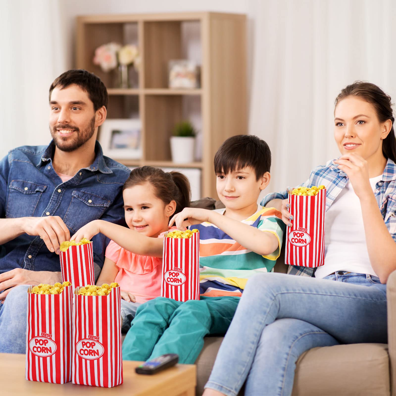 Sherr 1000 Pcs 1oz Popcorn Bags Bulk Red Retro Stripes Disposable Popcorn Bags for Movie Nights Circus Carnival Party Favors Birthday Party Event Supplies Machine Accessories