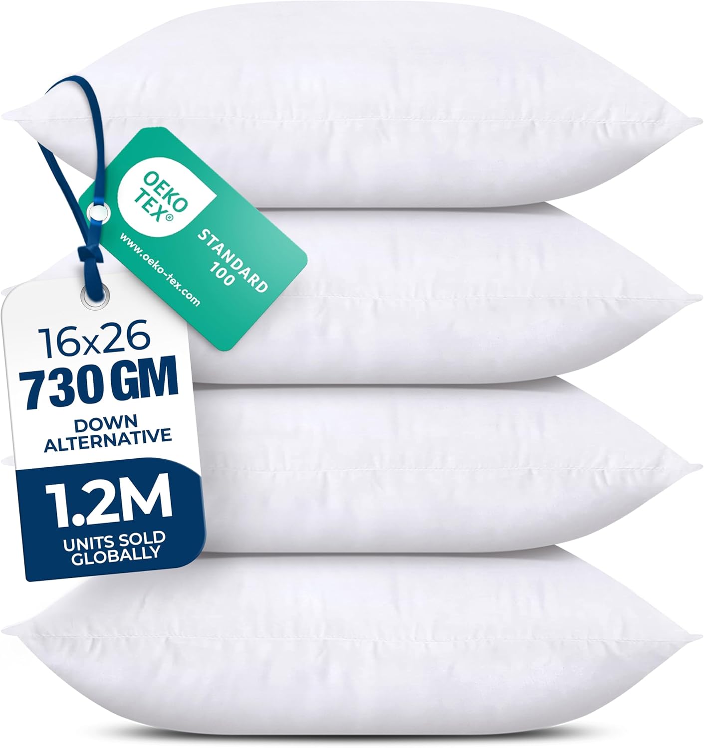 Utopia Bedding Throw Pillows - Set of 4 White 16x26 Inches Down Alternative Decorative Pillows for Home