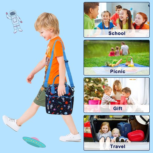 RAVUO Lunch Bag for Kids, Insulated Lunch Box Large Thermal School Lunch Cooler for Girls and Boys with Detachable Shoulder Strap