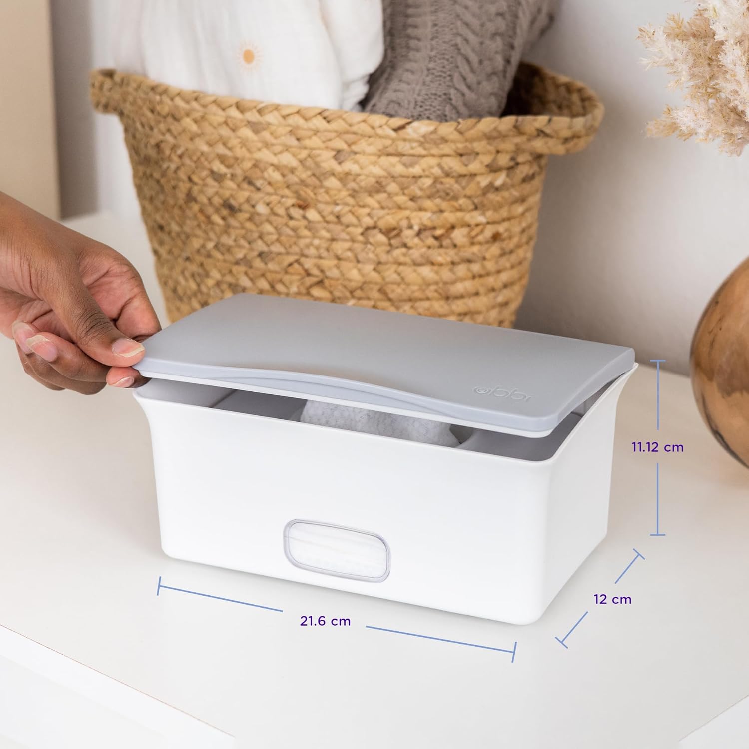 Ubbi Baby Wipes Dispenser - Keeps Wipes Fresh With Weighted Plate & Non-Slip Feet | Gray