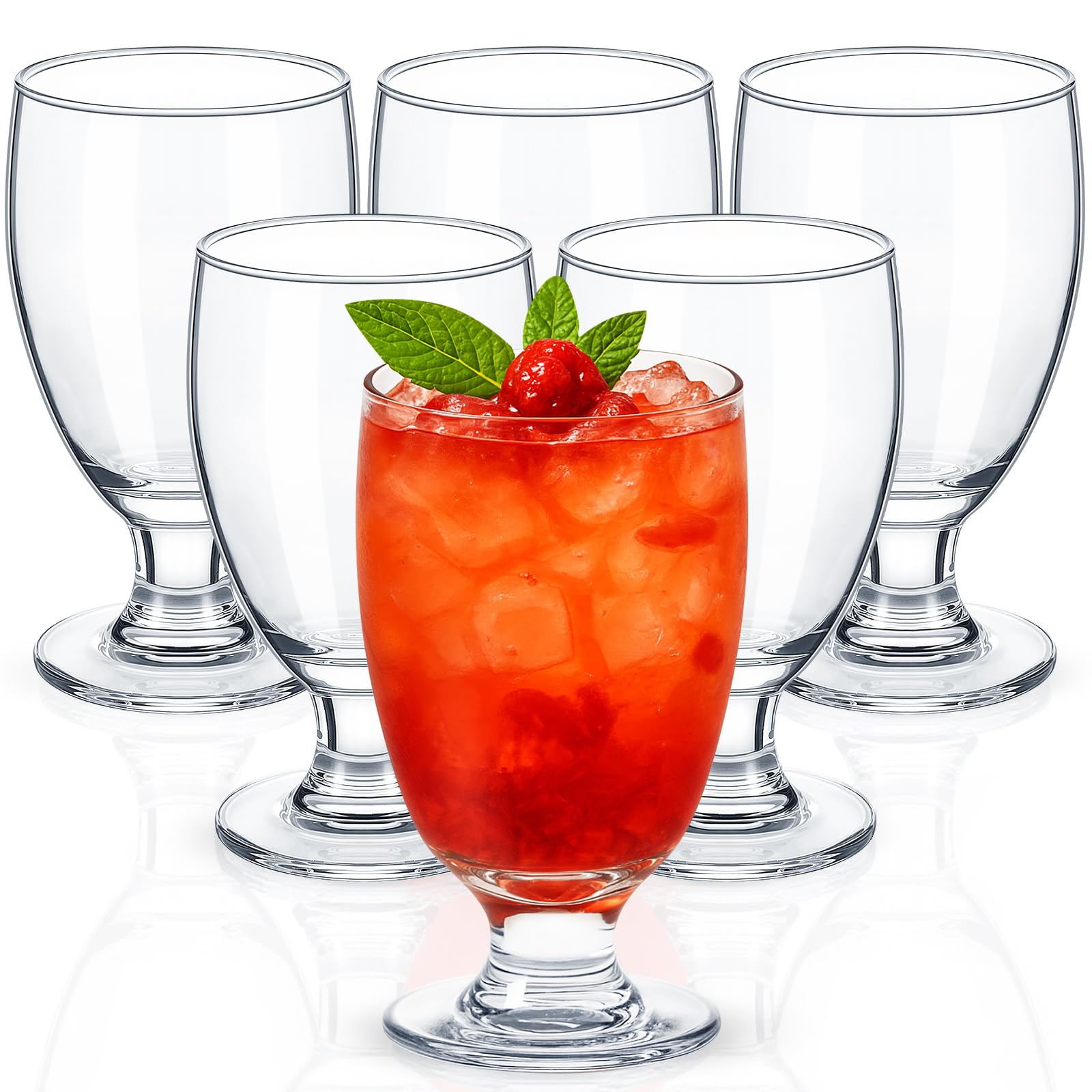Patelai Set of 6 Water Goblet, 10.5 oz Clear Drinking Glasses Bulk Dishwasher Safe, Stemmed Water Glass for Juice Wine Beer Tea Sangria Cold Beverages, Reusable Glassware for Home Party Restaurant