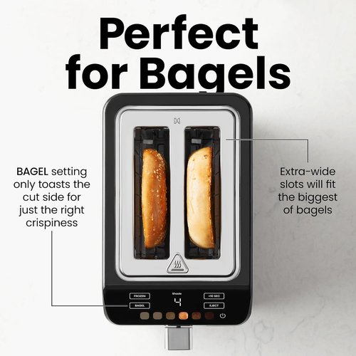 Chefman Smart Touch 2-Slice Digital Toaster - Touchscreen Controls, 6 Shade Settings, Extra-Wide Slots for Thick Breads & Bagels - Stainless Steel
