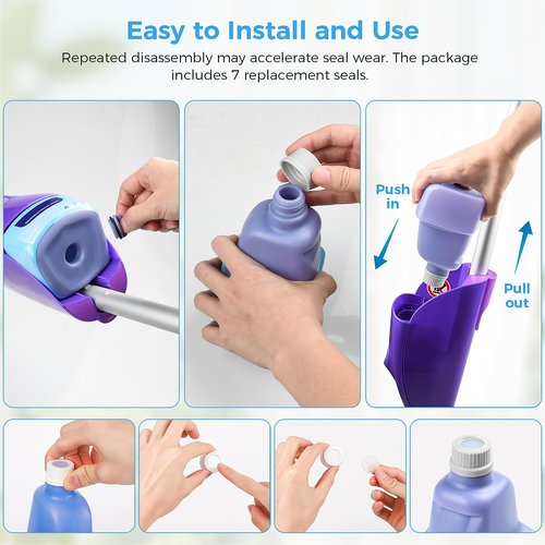 Ndoge Replacement Bottle for Swiffer® Wet Jet™ Mop, Refillable, 500 ML Leak-Proof HDPE Refillable Bottle, 17 FL OZ Solution Bottles with 14 Sealing Pads and 1 Folding Funnel