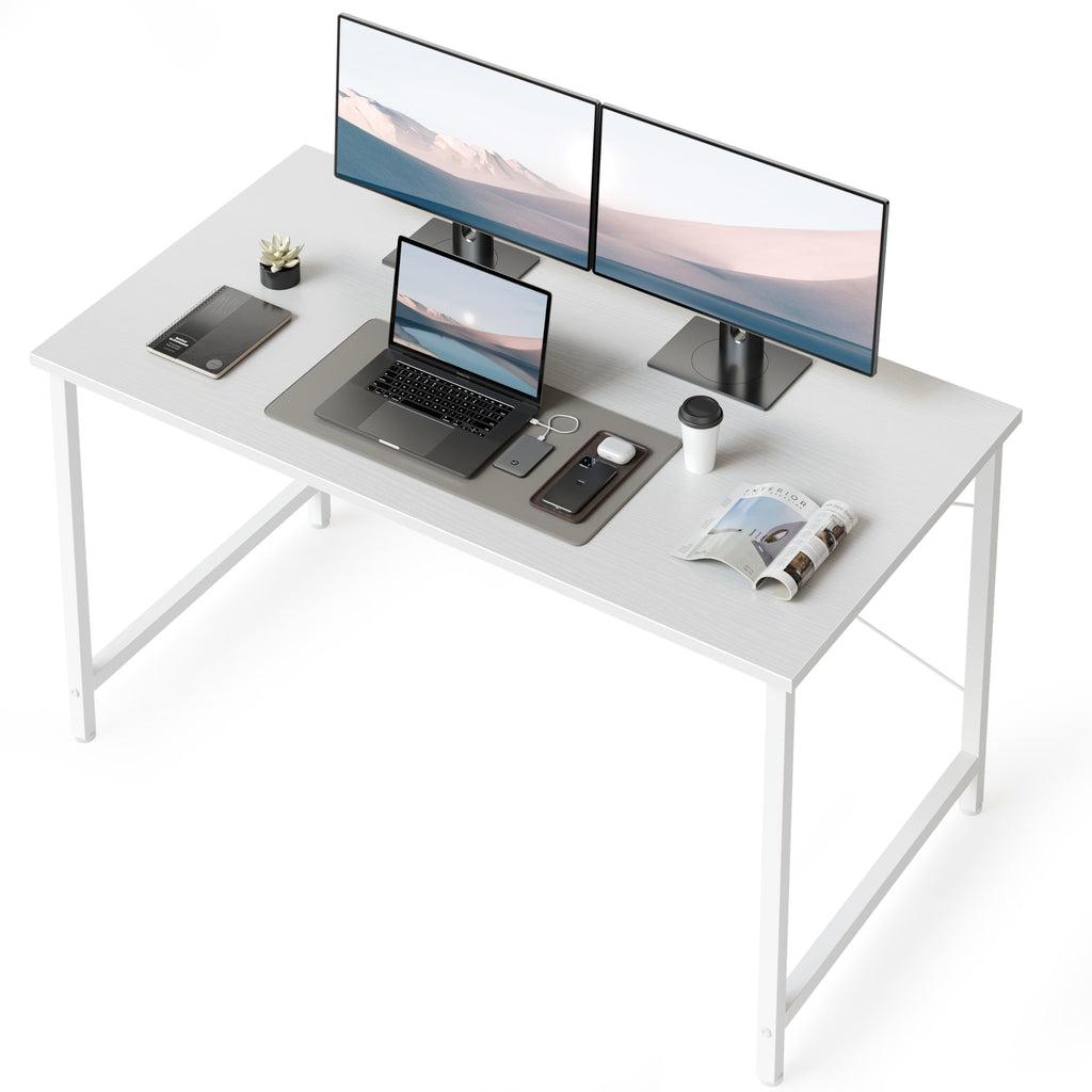 Cubiker Computer Desk, 47 inch Small Home Office Desk for Small Spaces, Modern Simple Style for Home, Office, Warm White