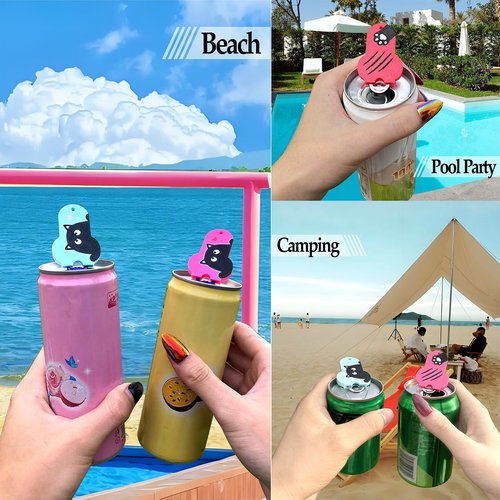 CTabPals Soda Can Tab Opener Mini Soda Can Cover Easy Tab Opener and Drink Protector Cute Beverage Barricade Soda Protector for Beer,Coke,Aluminum Cans at Party,BBQ, Beach(Lips)
