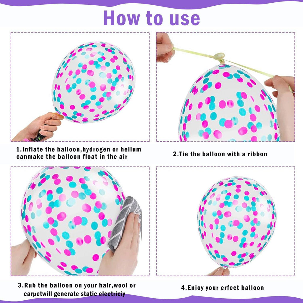 Skiennix Pink Blue Purple Balloons - 50 Pcs 12 Inch Metallic Confetti for Magic Theme Party Decor