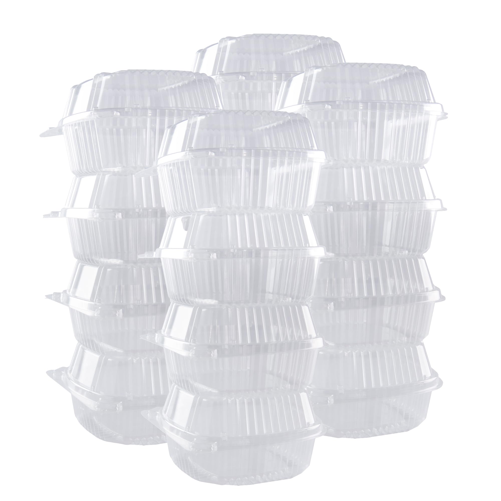 O’Creme Bakeable Plastic Mini Cake Pan with Container - Baking Pan With Non-Stick Silicone - Reusable Mold For Baking and Much More - and Clear Snap-Closure Container - 50 Cake Pans + 50 Containers