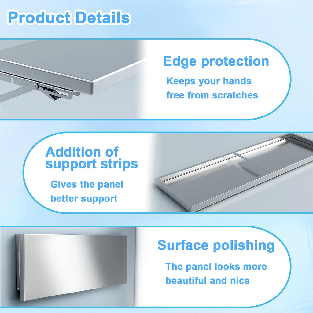 timiland Folding Concession Shelf 39x12 Inch, Stainless Steel Drop Down Serving Shelf, Wall Mounted Folding Shelf for Food Truck Window & Concession Stand(Drill Installation Required)
