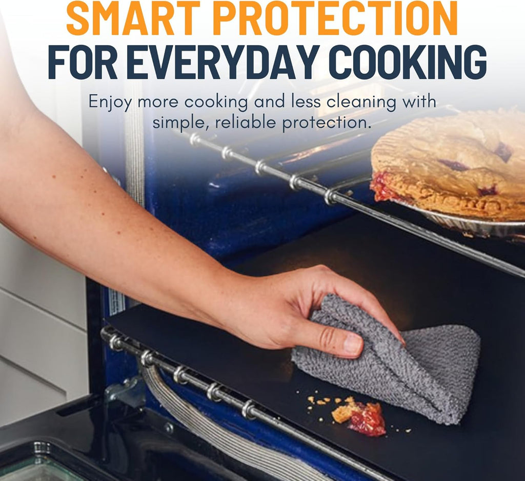Skiennix Oven Liners - Heavy Duty Non-Stick Mats, 2 Pack, 17”x25” | BPA & PFOA Free for Easy Cleaning (Black)