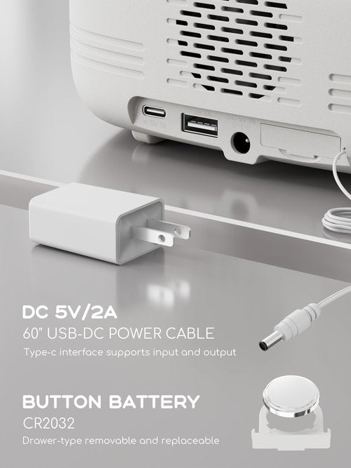 ROCAM Clock Radio, FM Radio Alarm Clock for Bedroom Modern Design, Auto Scan 20 Presets Auto-Off Sleep Timer, Bluetooth Speaker, Night Light, USB Ports, Brightness Dimmer