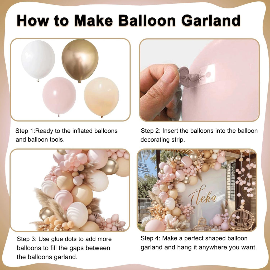 Skiennix Balloon Arch Kit - Dusty Pink & Gold Balloons for Valentine's Day | Wedding & Party Decor