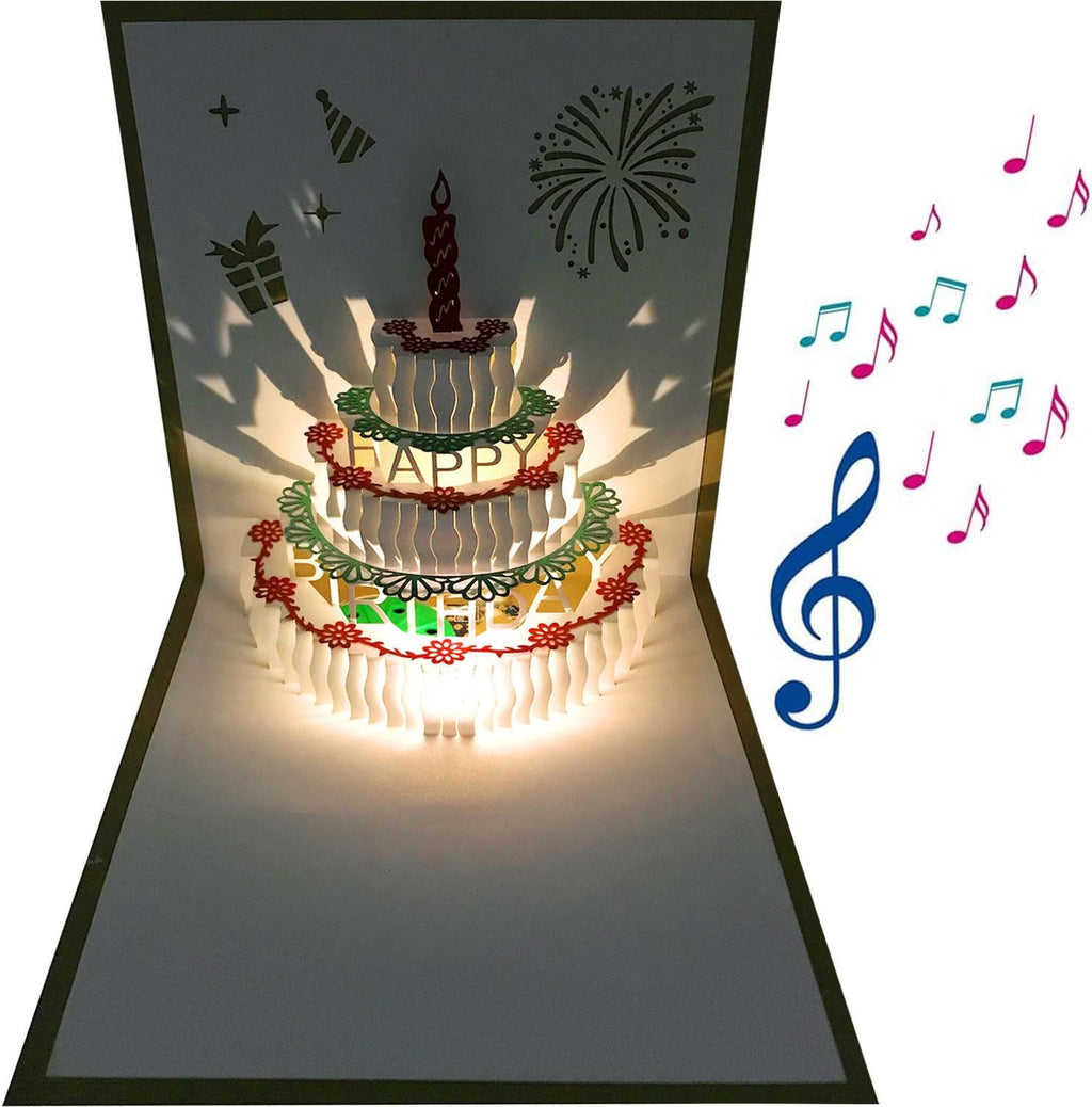 Skiennix 3D Pop-Up Birthday Card - LED Light & Music - Perfect for Mom, Wife, Sister | 1 Pack