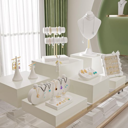 Laumffon Buffet Risers, Food Risers for Buffet Table, Display Stand Shelf for Catering Dessert Collectibles Jewelry Figures Show, White Acrylic Cube Display Nesting Risers with Hollow Bottoms