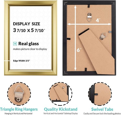 LaVie Home 4x6 Picture Frames - Set of 12 Gold Frames with High Definition Glass for Wall & Table Display