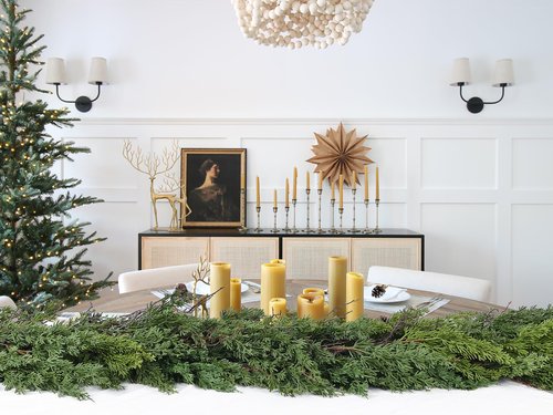 Artiflr Christmas Pine Garland Greenery Decoration Clearance, Artificial Cedar Branches Cypress Garland for Holiday Fireplace Mantel Table Centerpiece