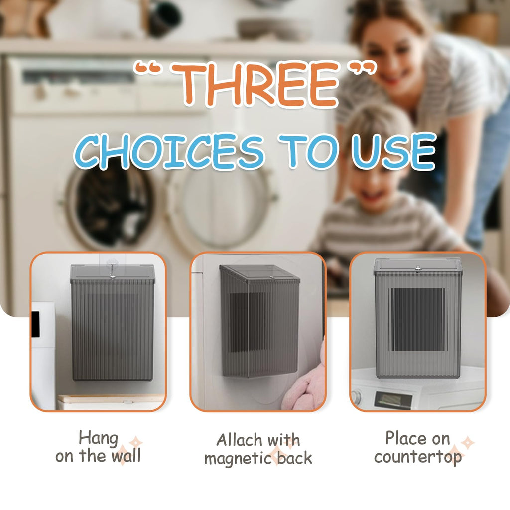 Sealegend Magnetic Slim Trash Can - Versatile Wastebasket with Lid for Kitchen & Bathroom Organization | Black