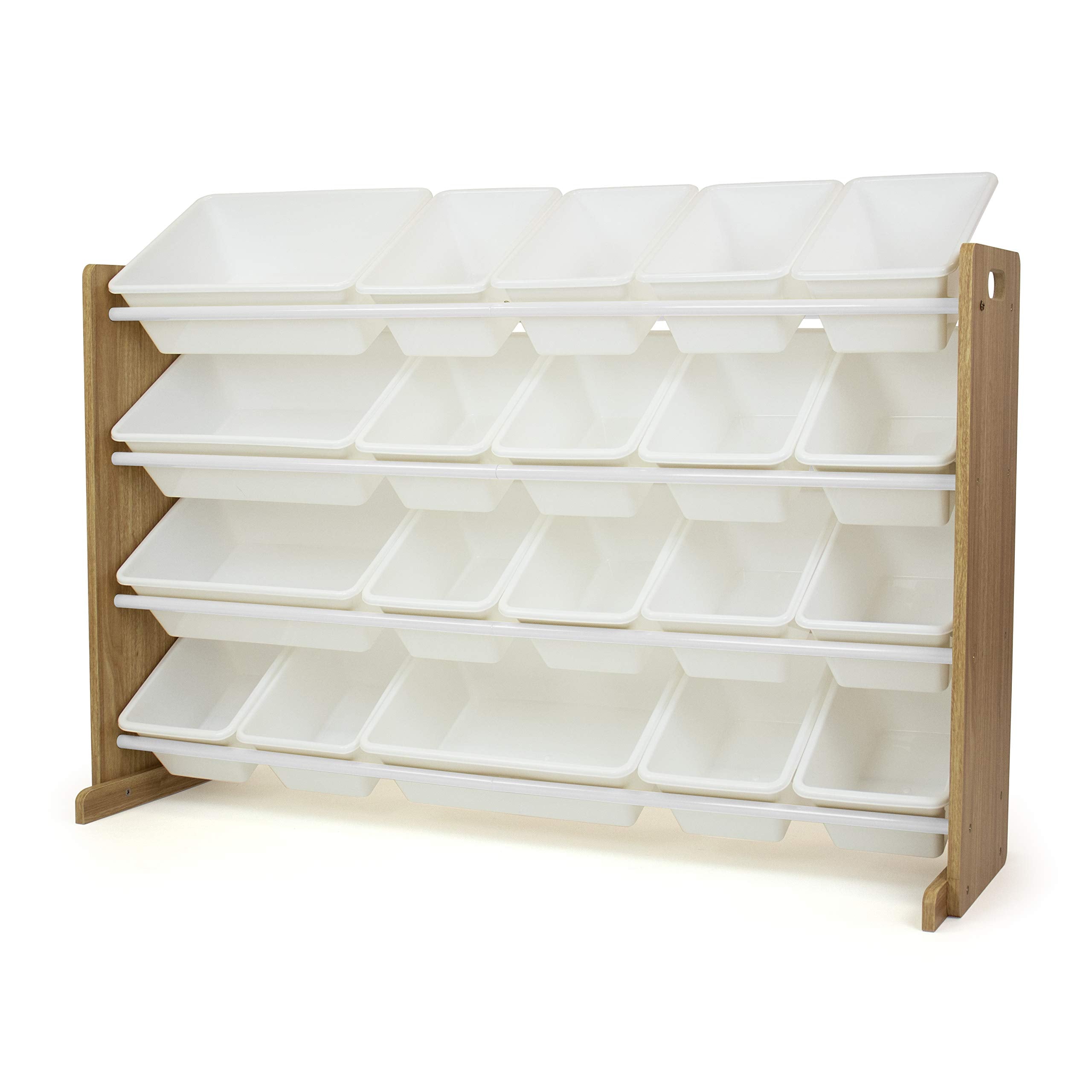Humble Crew Toy Storage Organizer with 20 Removable Storage Bins for Kids Playroom, 4-Tier Toddler Toy Organization and Storage, Natural/White