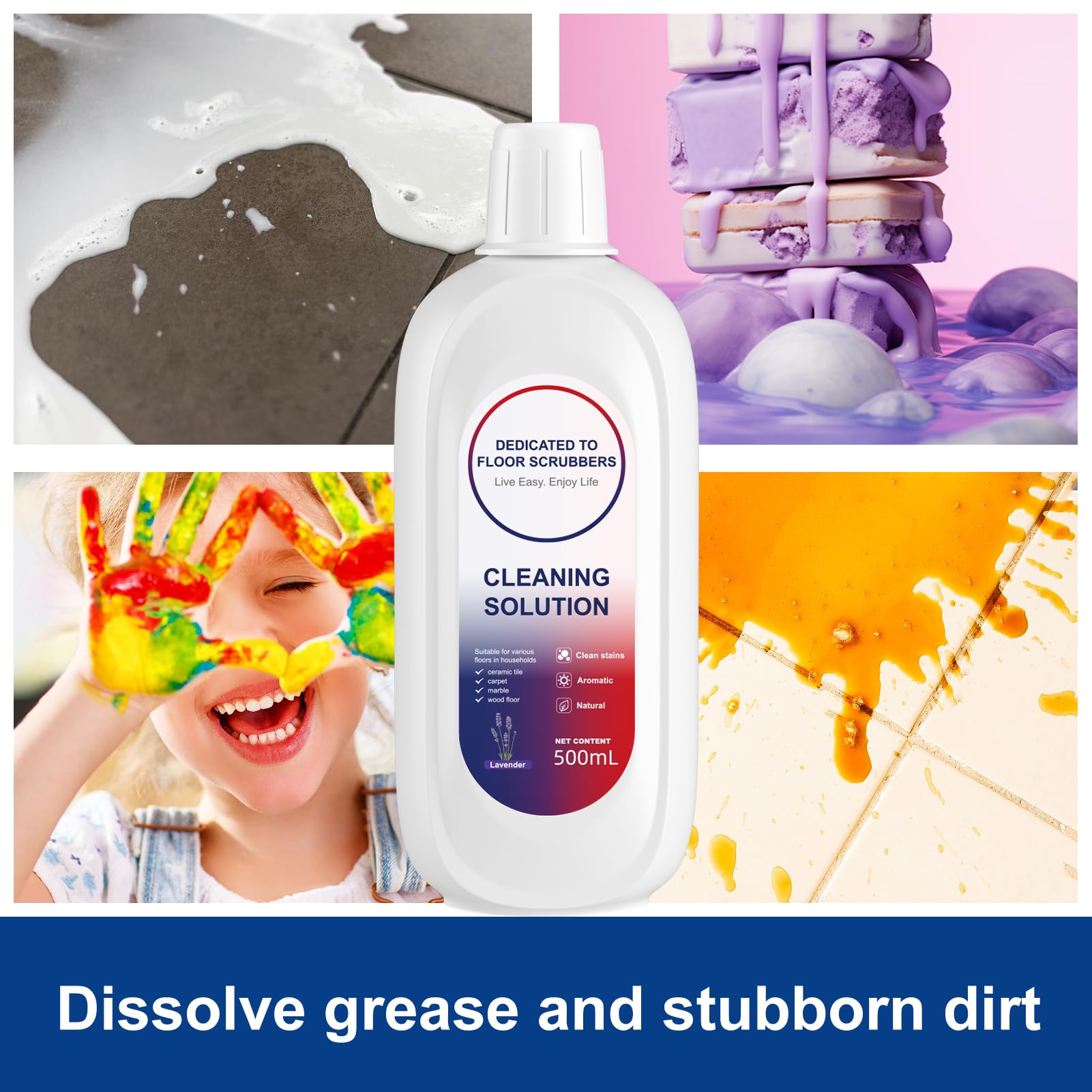 Floor Cleaning Solution Lavender Scent Compatible with Tineco Cleaning Solution, Residue & Streak Free, Suitable for All Robot Vacuum Cleaners and Wireless Wet Dry Dual-Use Vacuum Cleaners