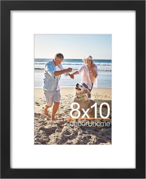 decorUhome 8x10 Picture Frame - Versatile Display for 5x7 or 8x10 Photos, Black | Wall & Tabletop Use