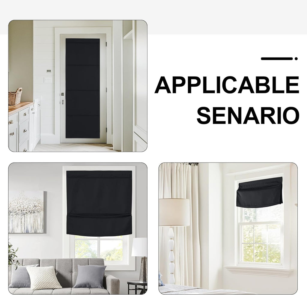 NICETOWN Magnetic Blackout Curtains - Thermal Insulated Privacy Blinds for French Doors | 27" x 64", Black
