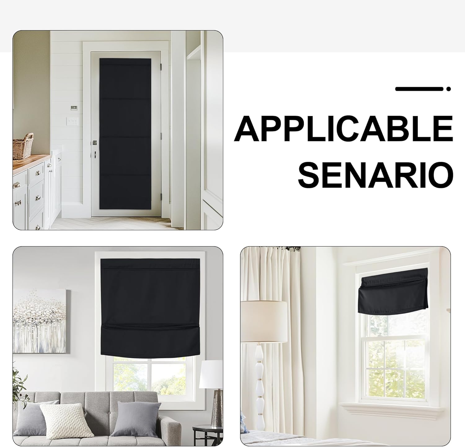 NICETOWN Magnetic Blackout Curtains - Thermal Insulated Privacy Blinds for French Doors | 27" x 64", Black