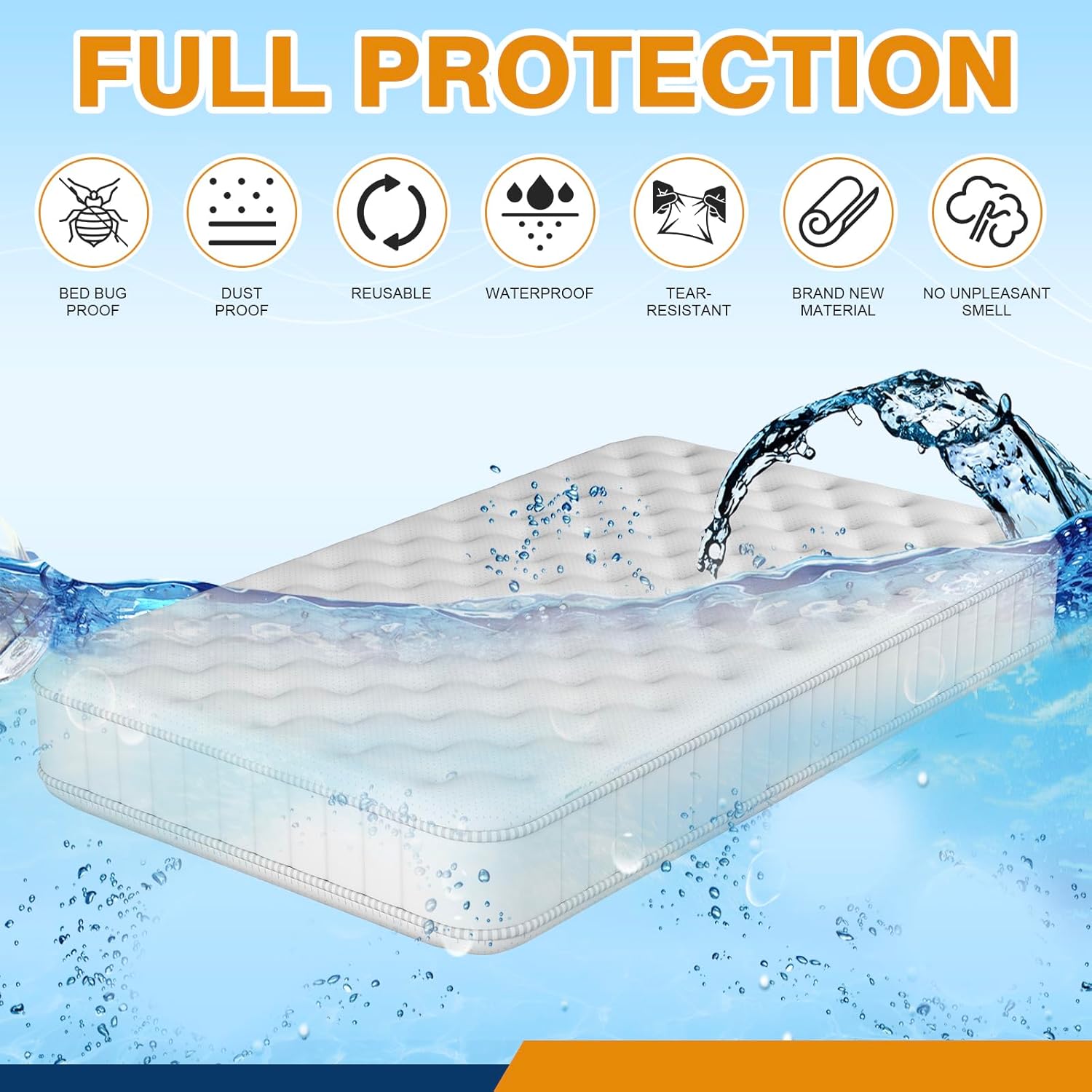Skiennix Twin/Full Mattress Bags - Waterproof Plastic Covers for Moving & Storage | 2-Pack