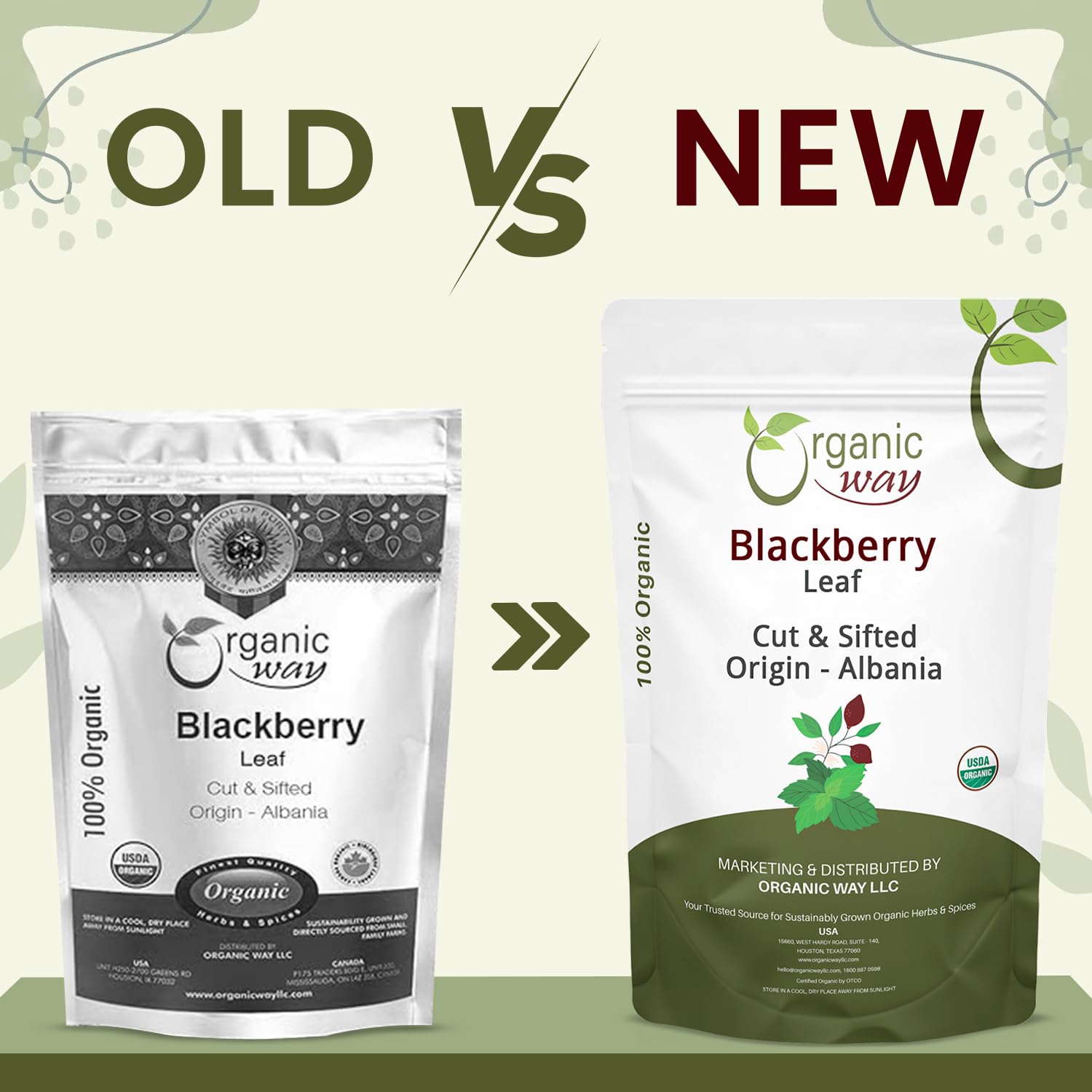 Organic Way Blackberry Leaf (Rubus fruticosus) Cut & Sifted - Herbal Tea | European Wild-Harvest | Organic & Kosher Certified | Non GMO & Gluten Free | USDA Certified | Origin - Albania (1/4 LBS)