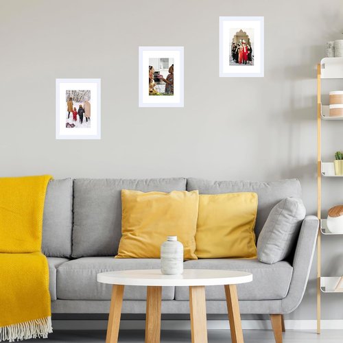 JCJMY A5 Picture Frame - White Photo Display with 4x6 Mat for Wall or Tabletop | Shatter-Resistant Plexiglass